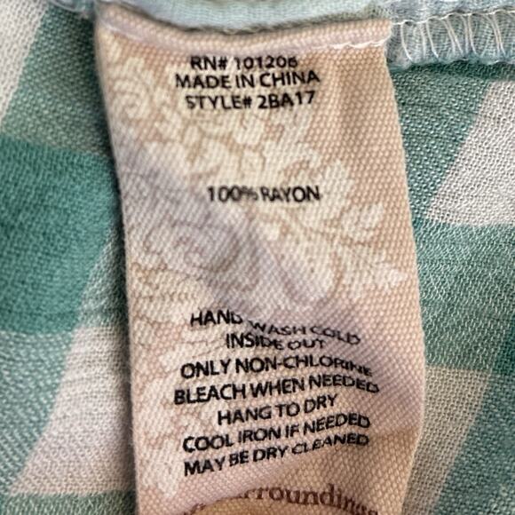Soft Surroundings Size Small Minty Gingham Southern Charm Al Fresco Split Neck - Picture 4 of 6